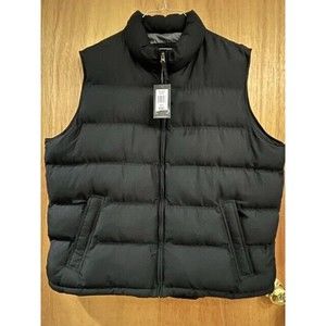 Men's Black Weatherproof quilted vest XXL zip front warm NWT pull tight cord
